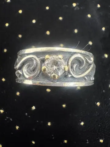 실버 골드 소용돌이 무늬 반지