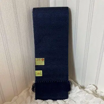 순수 실크 네이비 남성용 오비 기하학 패턴