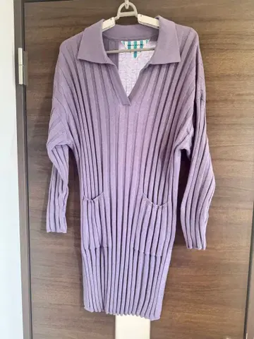 새상품급 ZURI 리브 니트 라벤더 팬츠 셋업