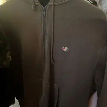 Champion 브라운 집업 후드티