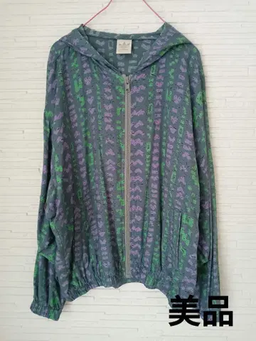 새상품급 아디다스 후드티 올 패턴 80s 데상트제 퍼플 그린