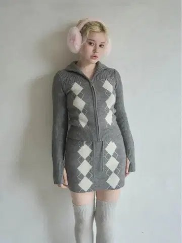 ANDMARY Argyle knit set up