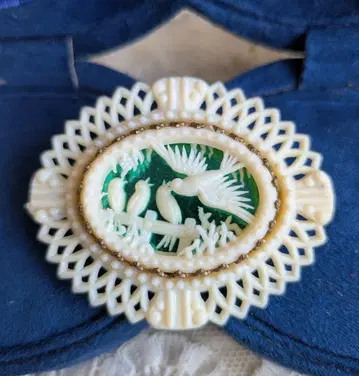 프랑스 셀룰로이드 브로치 친조와 새끼 빈티지 1930년대