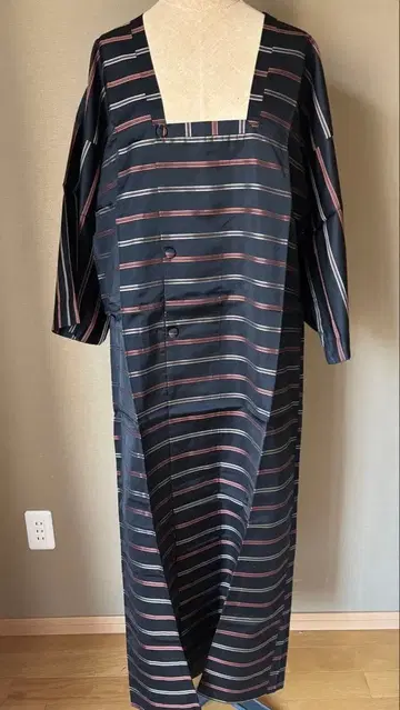 기모노용 레인코트 네이비 스트라이프 겉옷