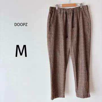 도프즈 테이퍼드 팬츠 체크 롱 허리 마크 브라운 M