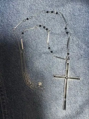 실버 크로스 십자가 리버서블 목걸이