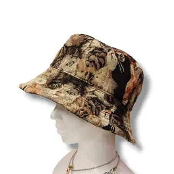 고양이 패턴 고블랑 직조 햇