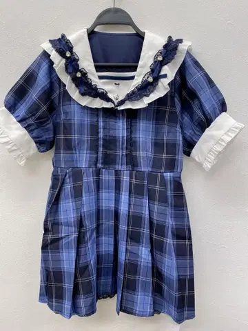 세일러 비쥬 레이스 프릴 원피스 L 미니 네이비 새상품