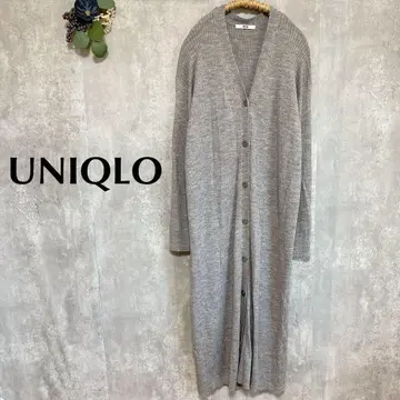 유니클로 메리노 블렌드 리브 V넥 롱 가디건 넉넉한 사이즈 그레이