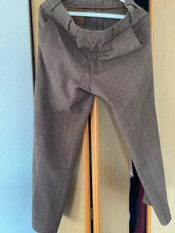 질 샌더 체크 무늬 슬랙스 브라운 계열