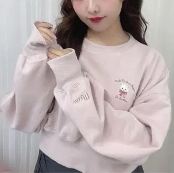 evelyn 고양이 맨투맨 핑크