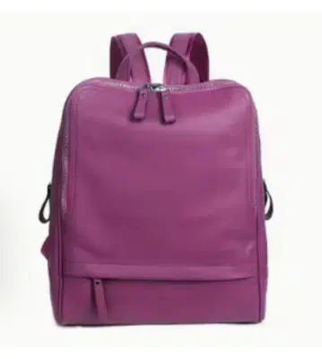 천연 가죽 핑크 퍼플 백팩