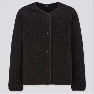[ 미사용 새상품 ] UNIQLO 보아 플리스 크루넥 가디건 블랙 XL