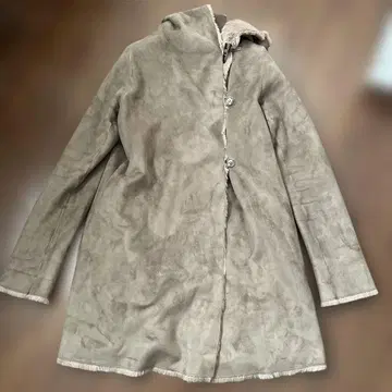 어반리서치 로쏘 무스탕 코트 롱 기장 브라운 무지 후드 부착 보아