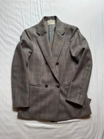 [IENA] 글렌체크 더블 버튼 자켓 사이즈 38