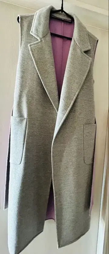 그레이 울 혼방 노카라 베스트