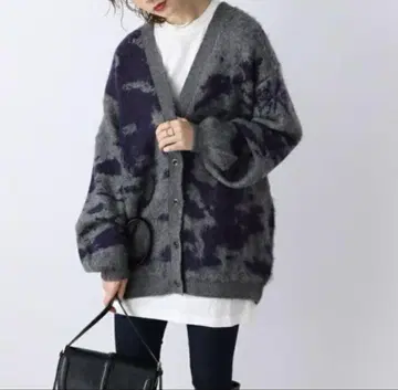 지나시스 5G Foggy 기모 V넥 가디건 그레이