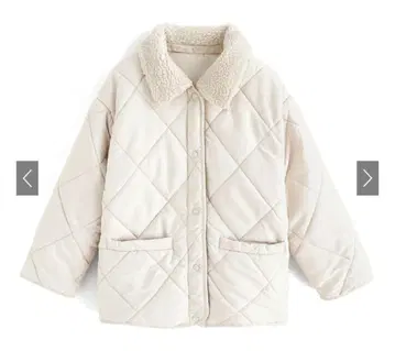 GRL 그레일 보아 카라 부착 퀼팅 자켓 코트 아이보리 L