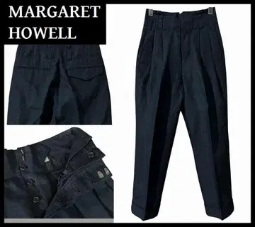 일본제 마가렛호웰 하이웨스트 린넨 턱 테이퍼드 팬츠