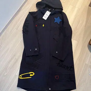 ZARA 자수 모즈 코트 XS 네이비