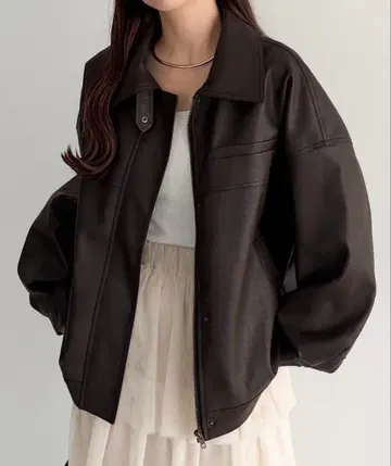 callautia 다크 브라운 가죽 자켓 S