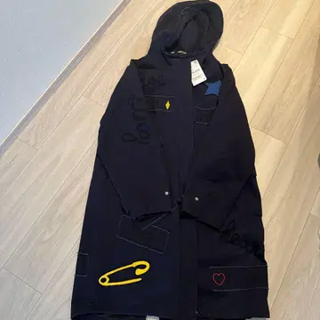 ZARA 자수 모즈 코트 XS 네이비