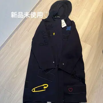 ZARA 자수 모즈 코트 XS 네이비 와펜