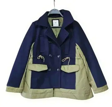 BITTOKO 비트코 레이어드 피코트 이소재 절개 네이비 울