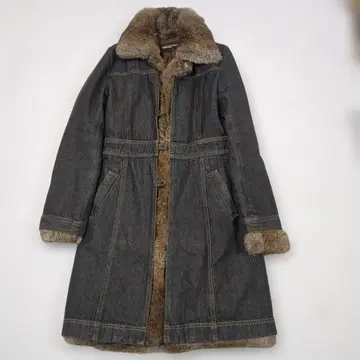 TORNADO MART 다크 데님 퍼 롱 코트