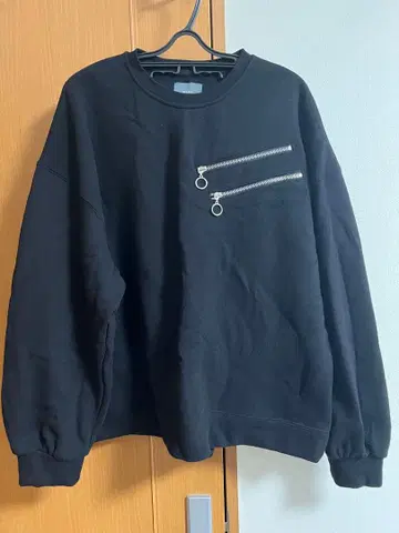 [ ELLUV/엘르 ] 더블 슬래시 지퍼 헤비 웨이트 속기모 맨투맨