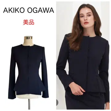 아키코 오가와 22AW 크레이프 조젯 자켓 40 네이비