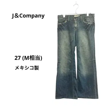 제이앤드컴퍼니 데님 청바지 데미지 빈티지 플레어 파랑 M