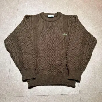 Lacoste 스웨터 케이블 니트 브라운 울 2