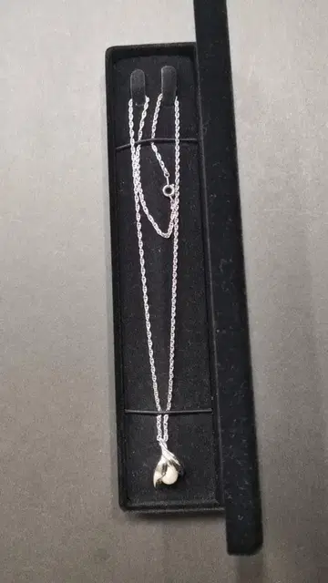 S925 실버 꽃잎 디자인 진주 목걸이