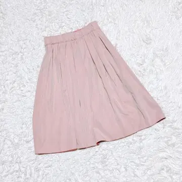 리버서블 플레어 스커트 허리밴딩 미디 기장 무지 광택감