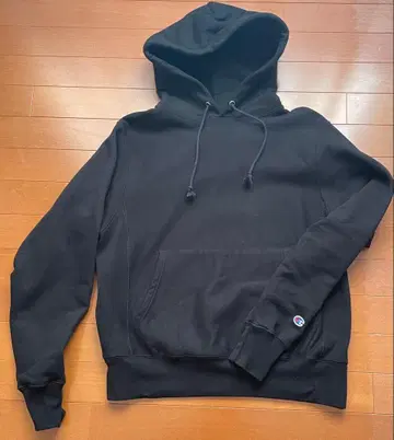 챔피언 리버스 위브 후드티 블랙