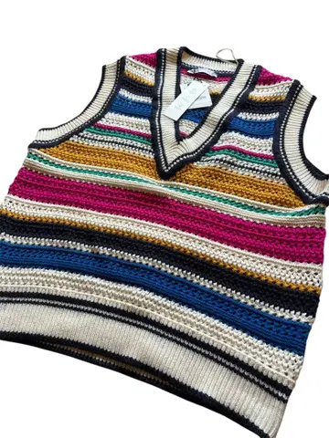 ZARA 오버 사이즈 니트 베스트 보더