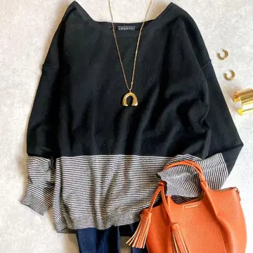 인기 띠어리 캐시미어 100% 패널 보더 크루넥 니트 Theory