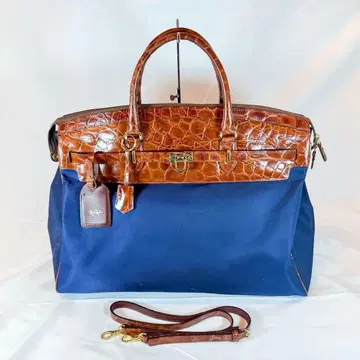 긴자 카네마츠 비즈니스 백 나일론 x 가죽 악어 엠보싱 대용량 2way