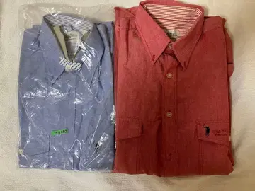 버튼 다운 셔츠 빨간색 파랑 2개 세트