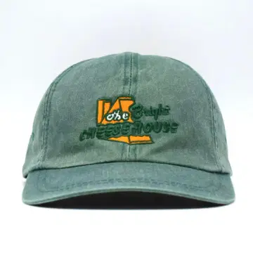 00s 브라이트 치즈 기업 로고 자수 캡 그린 빈티지 구제 의류