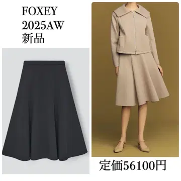 새상품 FOXEY NEW YORK 플레어 스커트 42 폭시 블랙