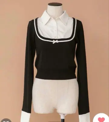 PriCHOU 셔츠 콤비 니트 블랙