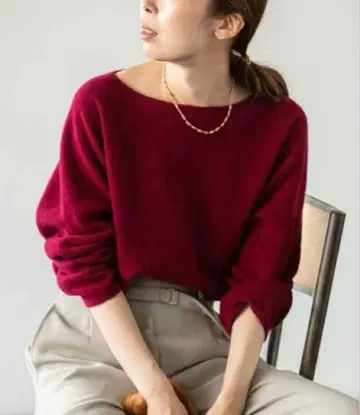 새상품급! noble 파인 울 에포레스트 니트 보르도