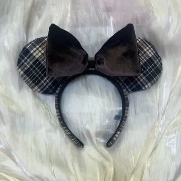 디즈니 머리띠 체크 무늬