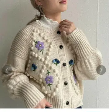 W closet 자수 니트 가디건 스웨터 여성용