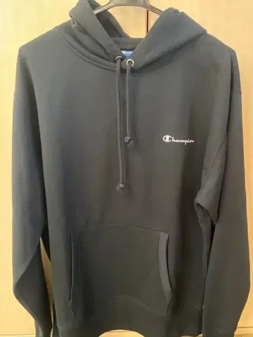 Champion 블랙 후드 부착 후드티 XL