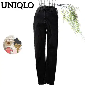 유니클로 히트텍 슬림 데님 L 블랙 새상품급 오피스 캐주얼