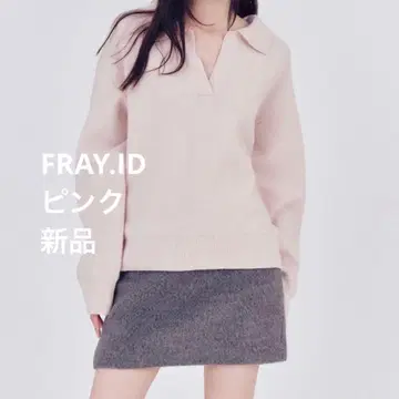 [ 새상품 ] FRAY.ID 라쿤 더블 페이스 폴로 칼라 풀오버 / 핑크