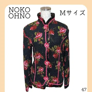 노코오노 차이나 셔츠 자켓 꽃무늬 장미 차이나풍 쇼와